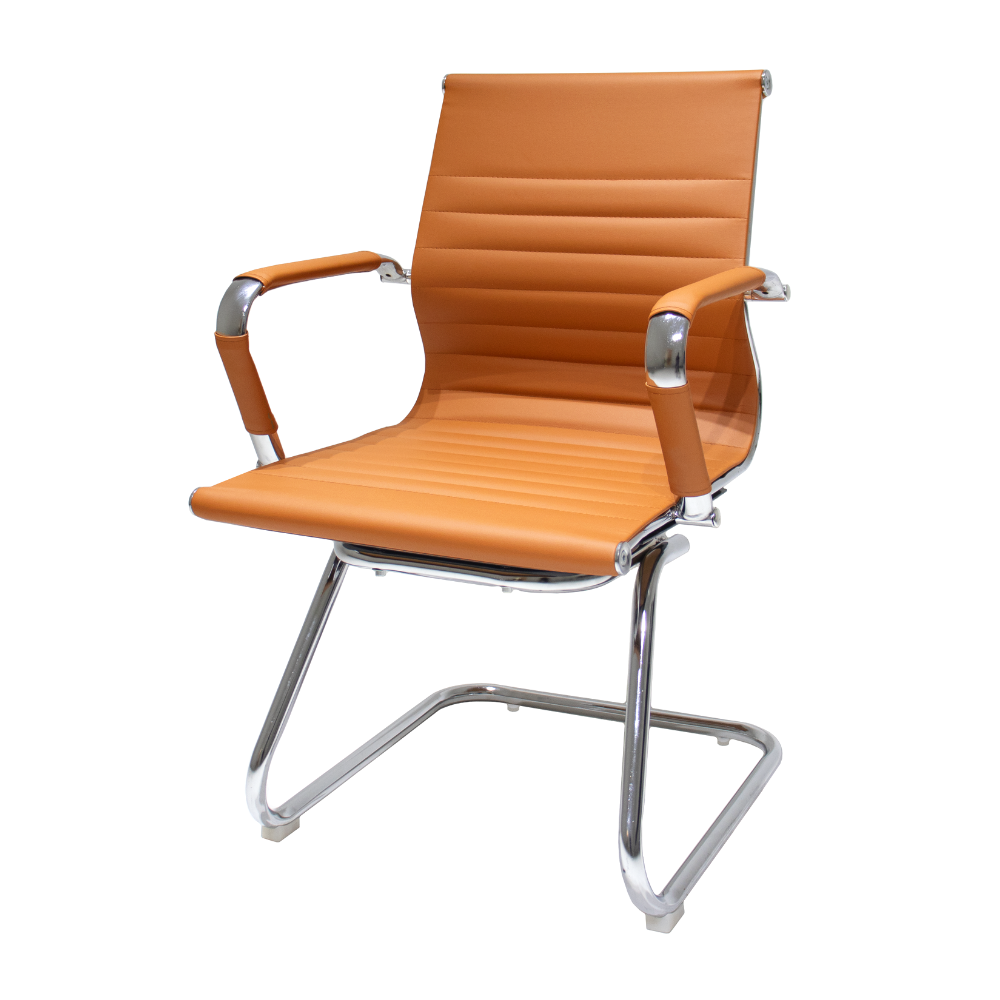 Cadeira De Escritório Interlocutor Fixa Baixa Stripes Esteirinha Charles Eames Eiffel Caramelo - 1
