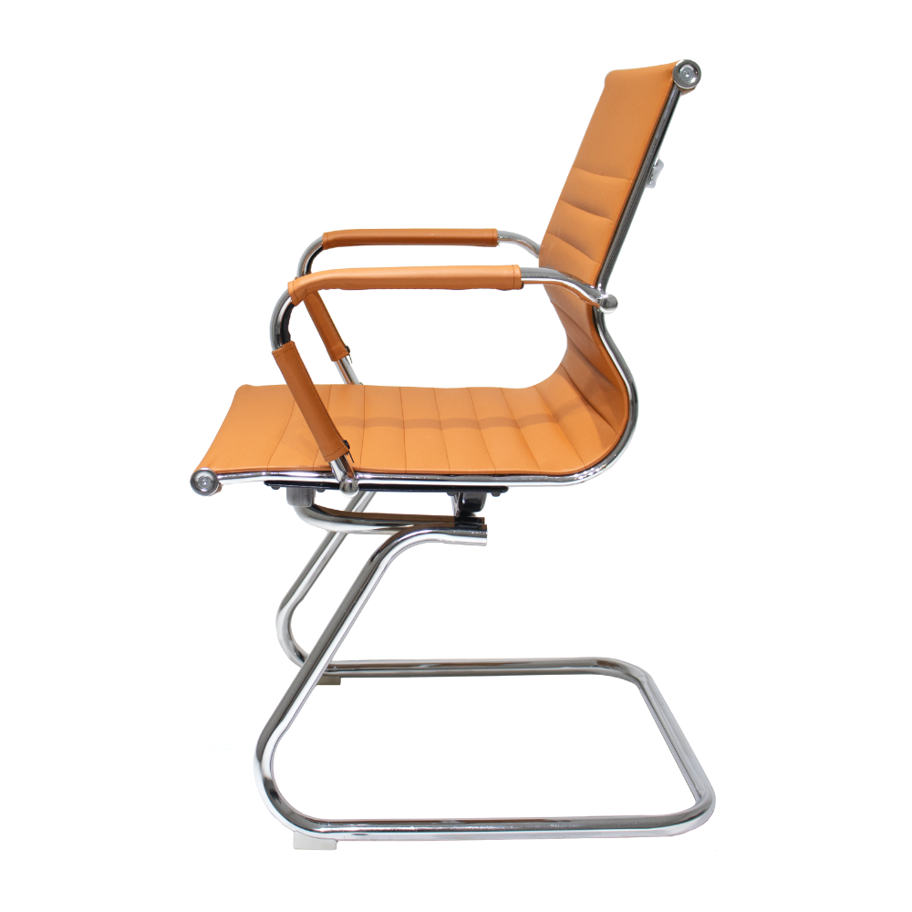 Cadeira De Escritório Interlocutor Fixa Baixa Stripes Esteirinha Charles Eames Eiffel Caramelo - 4