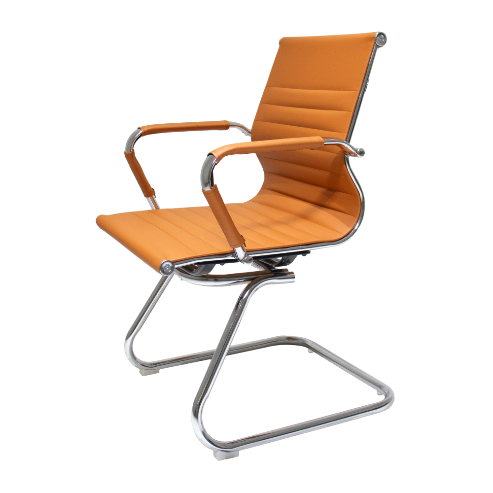 Cadeira De Escritório Interlocutor Fixa Baixa Stripes Esteirinha Charles Eames Eiffel Caramelo - 3