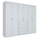 Ver imagem 2 de Jogo de Quarto com Roupeiro 6 Portas e Cômoda Americano Branco - Móveis Henn