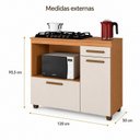 Ver imagem 3 de Balcão para Cooktop 4 Bocas Tampo MDF 2 Portas 1 Gaveta com Nicho Micro-Ondas Cronos Espresso Móveis