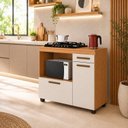 Ver imagem 1 de Balcão para Cooktop 4 Bocas Tampo MDF 2 Portas 1 Gaveta com Nicho Micro-Ondas Cronos Espresso Móveis