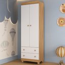 Ver imagem 1 de Guarda-roupa Infantil 62cm 2 Portas e 2 Gavetas Allegra Multimóveis Mp4441 Madeirado/branco