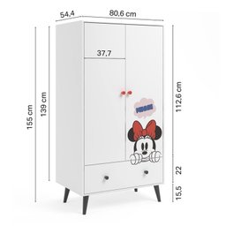 Guarda-Roupa Infantil 2 Portas Minnie Disney Fun Cabecasa Madeiramadeira - 5