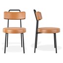 Ver imagem 3 de Kit 02 Cadeiras Sala de Jantar Kobe Estofada com Encosto Couríssimo Whisky - Desk Design
