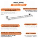 Ver imagem 3 de Toalheiro Suporte para Toalha Linear Athena 27332 Meber - Cromado