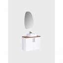 Ver imagem 4 de Gabinete para Banheiro com Cuba e Espelho Organico 80cm Mdf Freijo com Branco Paris - On Móveis