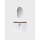 Ver imagem 3 de Gabinete para Banheiro com Cuba e Espelho Organico 80cm Mdf Freijo com Branco Paris - On Móveis