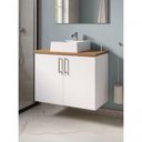 Ver imagem 2 de Gabinete para Banheiro com Cuba e Espelho Organico 80cm Mdf Freijo com Branco Paris - On Móveis