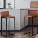 Ver imagem 2 de Kit 2 Banquetas Altas Luxo Dani com Encosto Base Preta:marrom