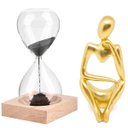 Ver imagem 1 de Kit Enfeite Decorativo Figura Abstrata Homem Pensador Reflexão Ampulheta Decoração Ambientes - Kit a