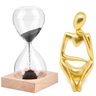 Kit Enfeite Decorativo Figura Abstrata Homem Pensador Reflexão Ampulheta Decoração Ambientes - Kit a - 1