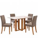 Ver imagem 2 de Conjunto Sala de Jantar Mesa Manu 120cm Tampo MDF e Vidro Canto Reto 4 Cadeiras Lily