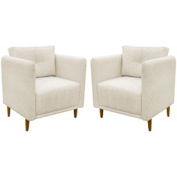 Kit 2 Poltronas Decorativa Luxo para Sala Consultório Escritório Recepção Aviv Linho Premium - 1