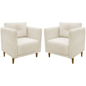 Kit 2 Poltronas Decorativa Luxo para Sala Consultório Escritório Recepção Aviv Linho Premium