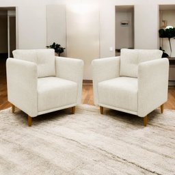 Kit 2 Poltronas Decorativa Luxo para Sala Consultório Escritório Recepção Aviv Linho Premium - 2
