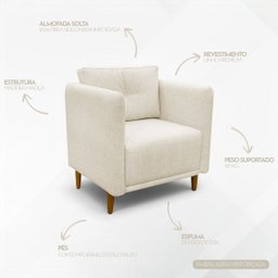 Kit 2 Poltronas Decorativa Luxo para Sala Consultório Escritório Recepção Aviv Linho Premium - 3