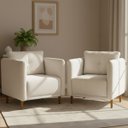 Ver imagem 1 de Kit 2 Poltronas Aviv para Sala Escritório Recepção Luxo Linho Premium Easy Clean