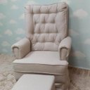 Ver imagem 1 de Poltrona Amamentação Orquídea com Balanço e Pufe em Linho Gsk Poltronas Tc 185 - Linho Cinza -