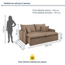 Ver imagem 3 de Sofá Cama Retrátil e Reclinável 3 Lugares Veludo Bege Escuro Windson 220cm Yescasa