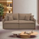 Ver imagem 2 de Sofá Cama Retrátil e Reclinável 3 Lugares Veludo Bege Escuro Windson 220cm Yescasa
