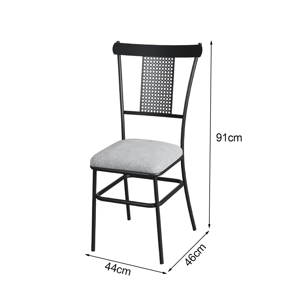 Conjunto de Jantar Industrial com 4 Cadeiras em Aço Assento Cinza Lizzi - 4