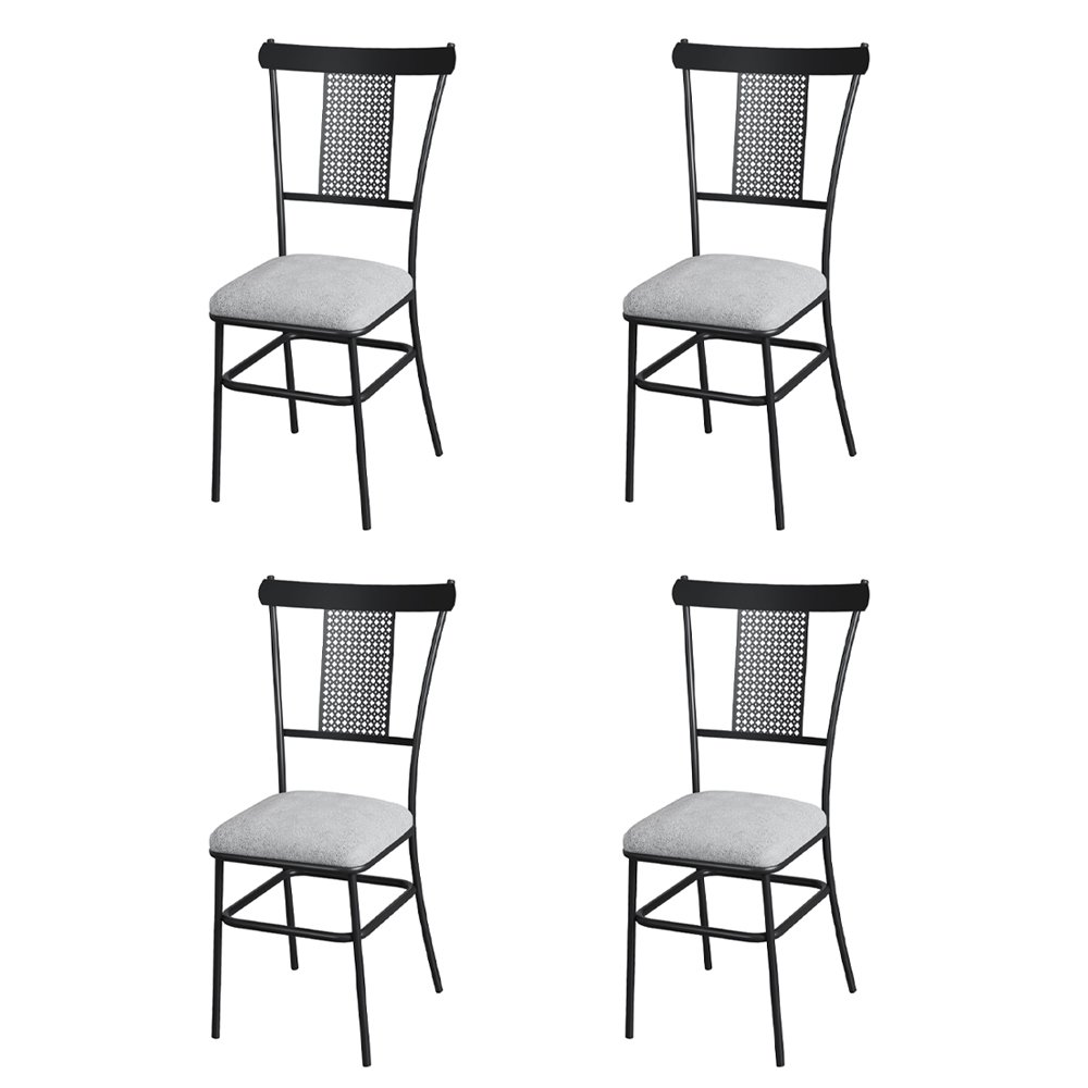 Conjunto de Jantar Industrial com 4 Cadeiras em Aço Assento Cinza Lizzi - 3