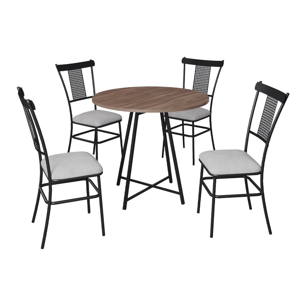Conjunto de Jantar Industrial com 4 Cadeiras em Aço Assento Cinza Lizzi - 2