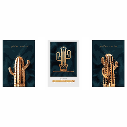 Quadros Decorativos Golden Aristocrat Cactus Grande:Preto - 4