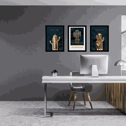 Quadros Decorativos Golden Aristocrat Cactus Grande:Preto - 2