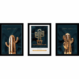 Quadros Decorativos Golden Aristocrat Cactus Grande:Preto - 1