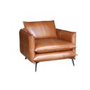 Ver imagem 1 de Poltrona Decorativa Sala de Estar América Couro Conhaque - Mozzelar