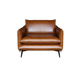 Poltrona Decorativa Sala de Estar América Couro Conhaque - Mozzelar - 4