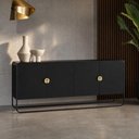 Ver imagem 3 de Aparador Buffet Alek A03 4 Portas com Pés Reguláveis Preto Lyam Decor