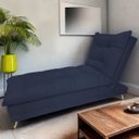 Ver imagem 1 de Sofa Cama Chaise Bicama Reclinavel Sala Lavinia Suede:Azul-Marinho/Suede
