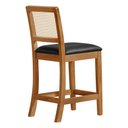 Ver imagem 4 de Kit 2 Banquetas Altas em Tela Sextavadas Assento Estofado Couro Pu Preto Rubi Madeira Maciça Mel