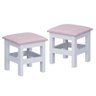 Banquinho Infantil Estofado 2 Unidades Branco com Estofado Rosa Neal Shop Jm - 1