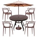 Ver imagem 1 de Jogo de Mesa 90cm Ripada Alumínio + 4 Cadeiras Piscina Jardim Área Externa