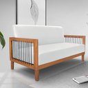 Ver imagem 1 de Poltrona Namoradeira Sala de Estar Pés Madeira Maciça Corda Náutica Preta 160cm Manila Pu Branco G63
