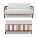 Ver imagem 6 de Poltrona Namoradeira Sala de Estar Pés Madeira Maciça Corda Náutica Preta 160cm Manila Pu Branco G63