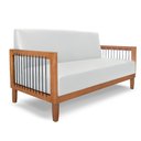 Ver imagem 2 de Poltrona Namoradeira Sala de Estar Pés Madeira Maciça Corda Náutica Preta 160cm Manila Pu Branco G63