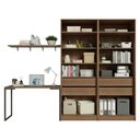 Ver imagem 5 de Conjunto Home Office 2 Armários Neo com Espelhos 1 Escrivaninha 2 Prateleiras Rustic/Crema Madesa