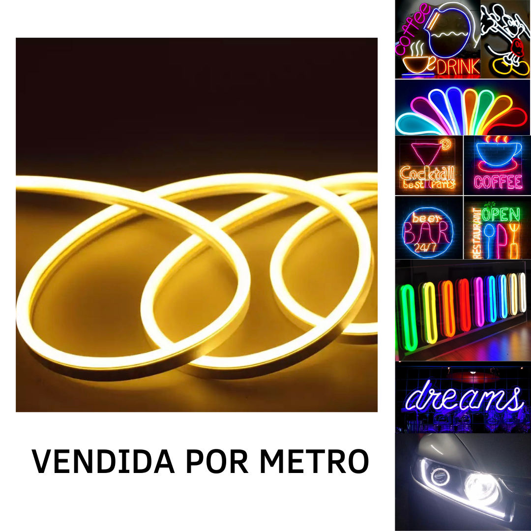 Mangueira Fita Led Neon Flex 12v Branco Quente Metro Ip67 - 2