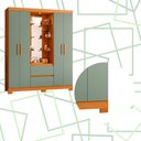 Ver imagem 5 de Guarda Roupa 4 Portas 2 Gavetas Quarto Olimpia Cinamomo com Salvia - Albatroz