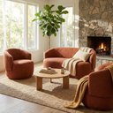 Ver imagem 1 de Kit 02 Poltronas + Namoradeira Decorativa Sala Estar Orgânica Beatriz Boucle Terracota - Montanaris 