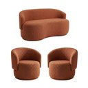 Ver imagem 2 de Kit 02 Poltronas + Namoradeira Decorativa Sala Estar Orgânica Beatriz Boucle Terracota - Montanaris 