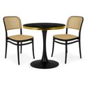 Ver imagem 1 de Conjunto Mesa de Jantar Redonda Majestic 70cm Preta com 2 Cadeiras Roma - Preto
