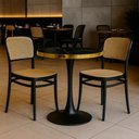 Ver imagem 2 de Conjunto Mesa de Jantar Redonda Majestic 70cm Preta com 2 Cadeiras Roma - Preto
