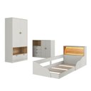 Ver imagem 2 de Cama Infantil Montessoriana Guarda Roupa e Cômoda 3 Gavetas Cor:arenas com Mel