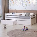 Ver imagem 2 de Cama Solteiro Dreams com 02 Gavetas e Grade de Proteção Madeira Maciça Branco Megamobilia
